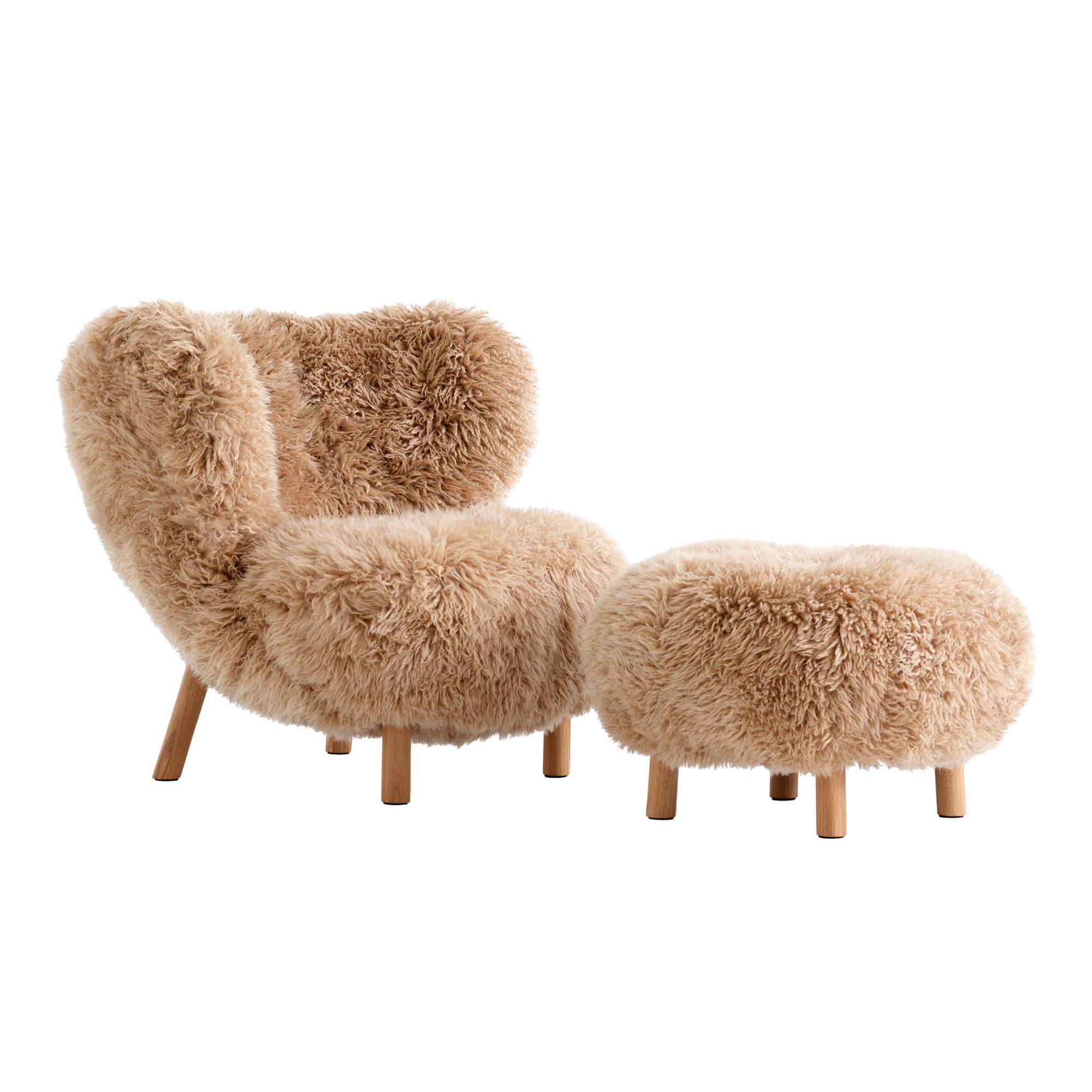 &Tradition Little Petra VB1 Lænestol med ATD1 skammel Sheepskin Honey / Eg.