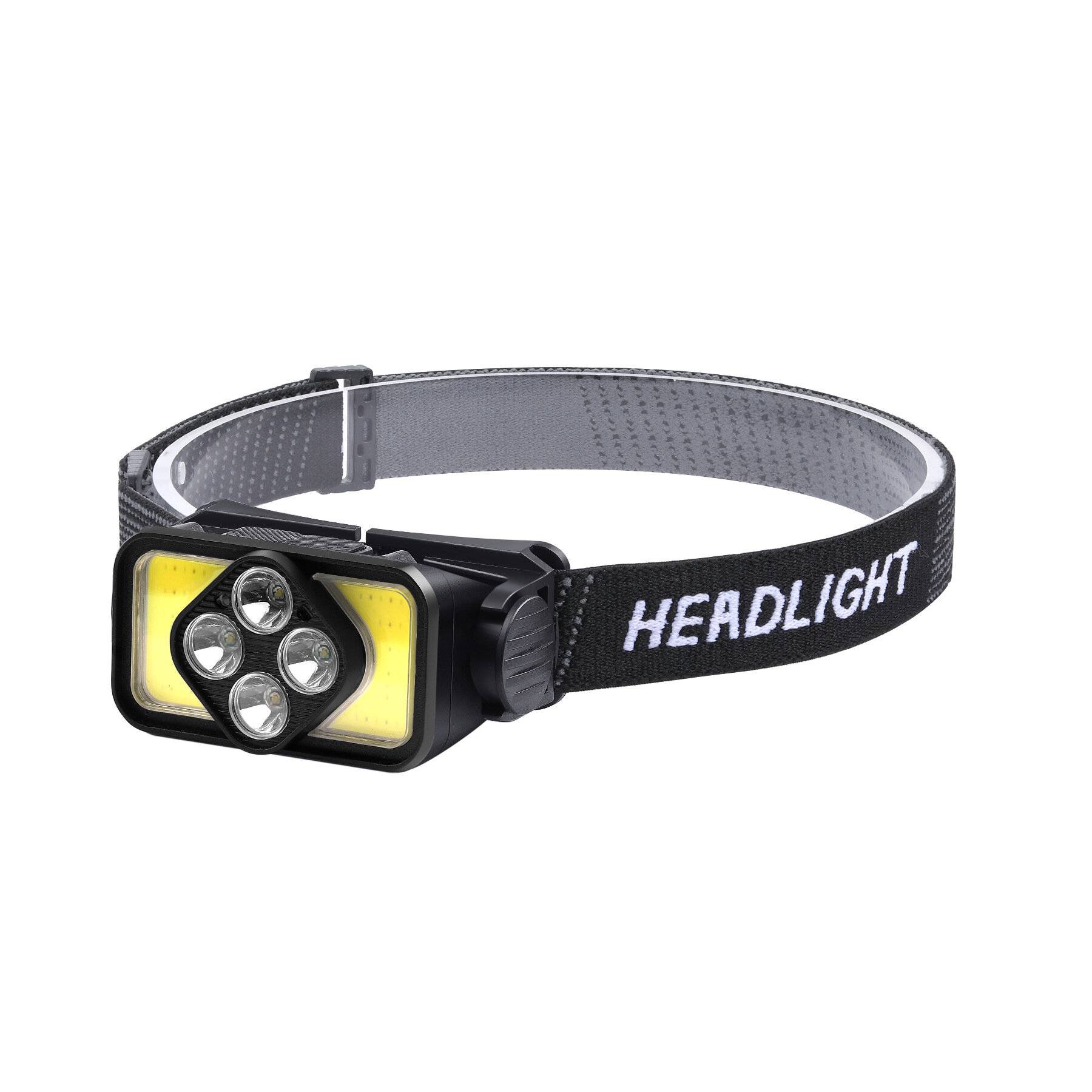 Handfress Rörelsesensor Pannlampa 6 lägen Kraftfull LED-strålkastare COB huvudlampa för camping, fiske, cykling
