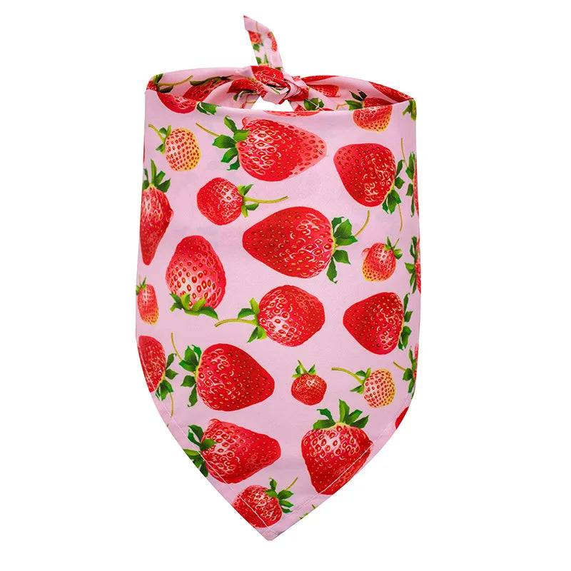 Printed Bandana Scarf for Dogs - Pink Strawberry / S-40x28x28cm / SPC (S-40x28x28cm)