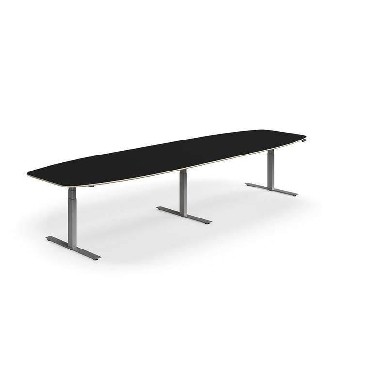 Konferensbord NOVUS, höj- och sänkbart, 4000x1200 mm, silver/svart