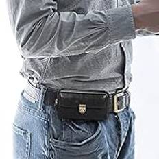 Telefonhölster 7,2 tum dubbla fickor Mens Holster, läder mobiltelefonbälte hölster Compatible with iPhone 13 Pro Max, 12 Pro Max, Compatible with S22 Ultra, S22 Plus, Holster Pouch Case, Cell Holster