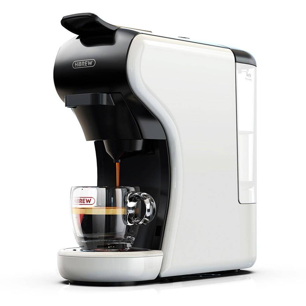 HiBREW H4C Bärbar Espressokaffebryggare, Kaffemaskin för Bil & Camping Kompatibel med Nespresso, Dolce Gusto Kapslar & Malet Kaffe vit
