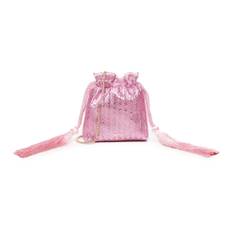 V73, Väska, Dam, ONE Size, Polyester, Lila Satin Miniväska med Stenar