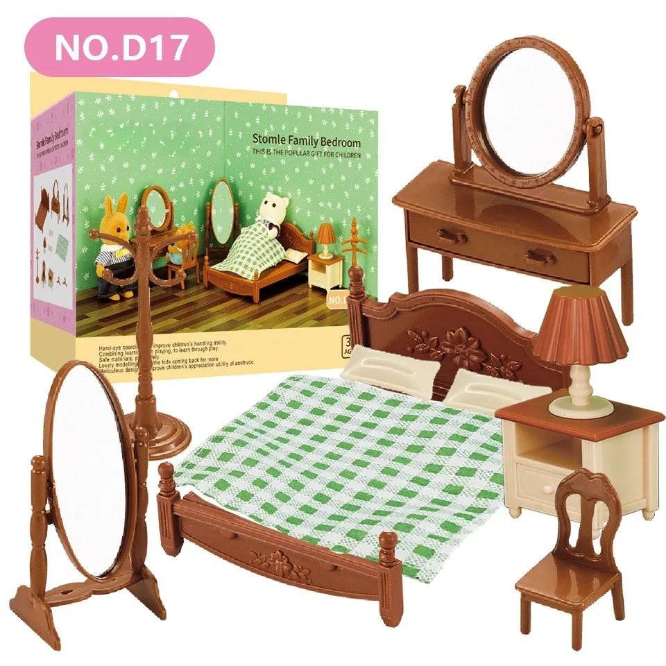 Forest Family Reindeer Rabbit Panda Animal Simulation Dollhouse Furniture Toy Set - D17