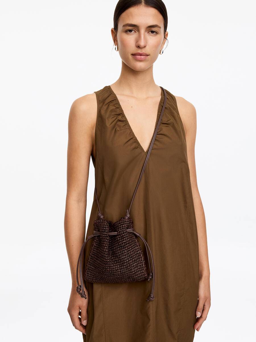 ARKET Woven Straw Pouch -Brown, ONESIZE