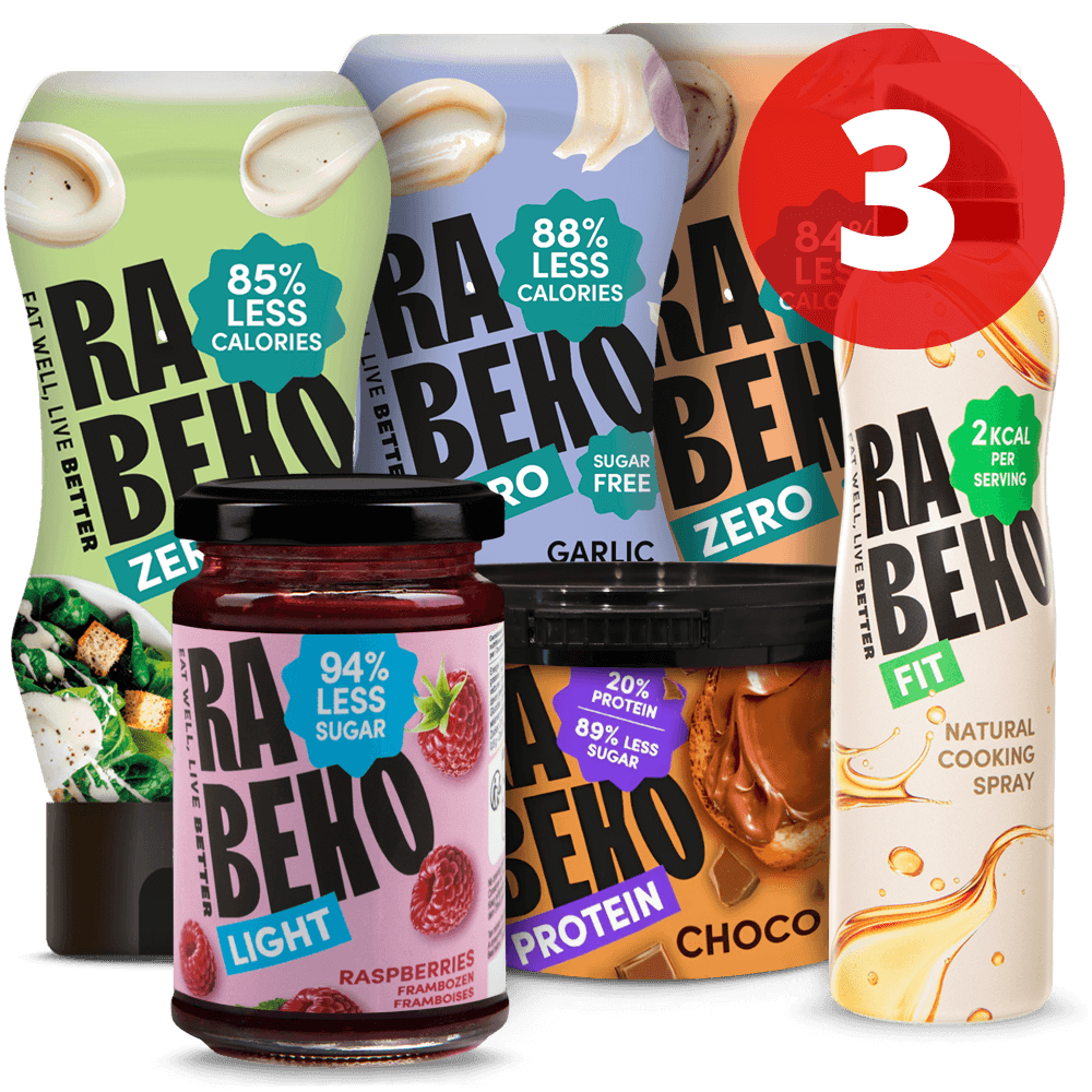 3 Mixed Rabeko (Topping, Dressing, Sauce, Jam, Cooking Spray)