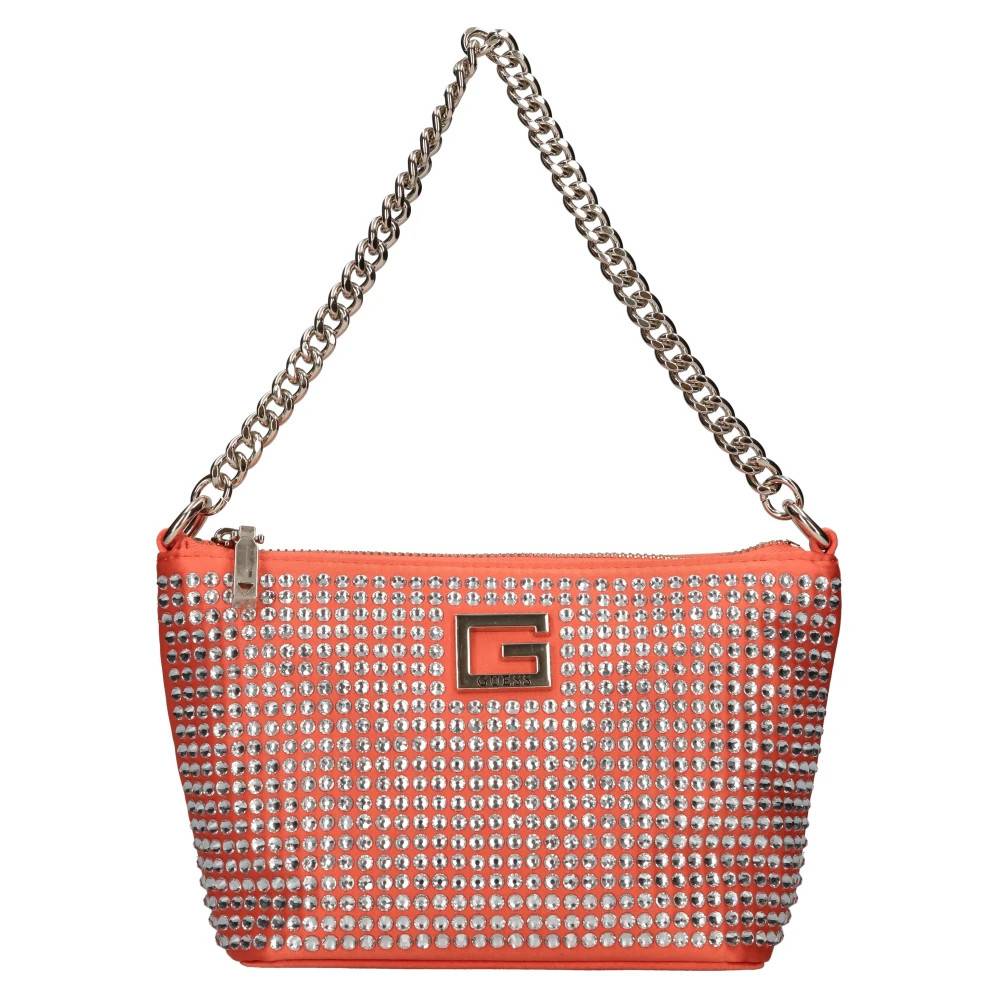 Guess Satin og Rhinestone Taske - Tasker - Dame - Orange - ONE SIZE - Satin