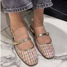 Women&#39;s Plaid Adjustable Buckle Design Fashionable Flat Shoes - Rose - EUR36,EUR37,EUR38,EUR39,EUR40,EUR41