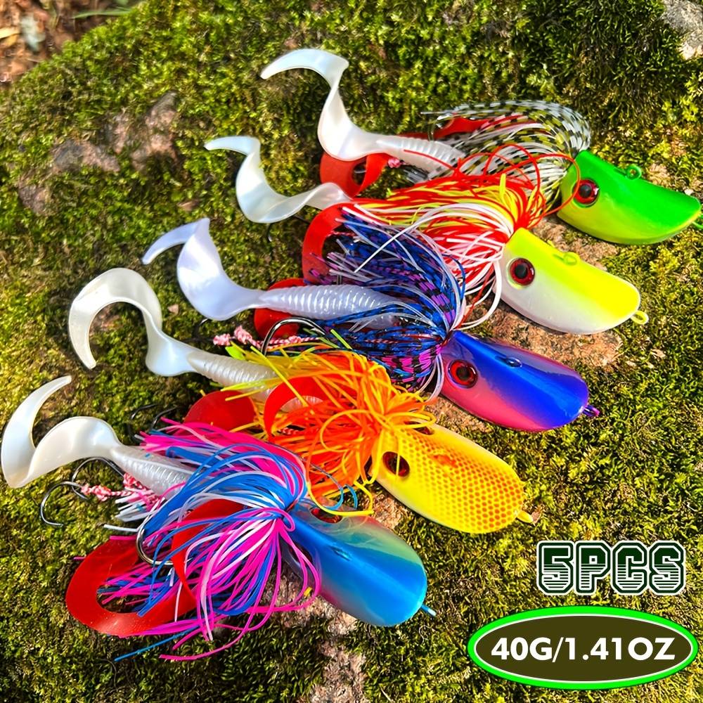 TEMU Proberos 5pcs Mixed-color Set Lead Hook Simulation Bait Head Jumping Rope Lead Hook Sea Fishing Bait Bait Lead Hook