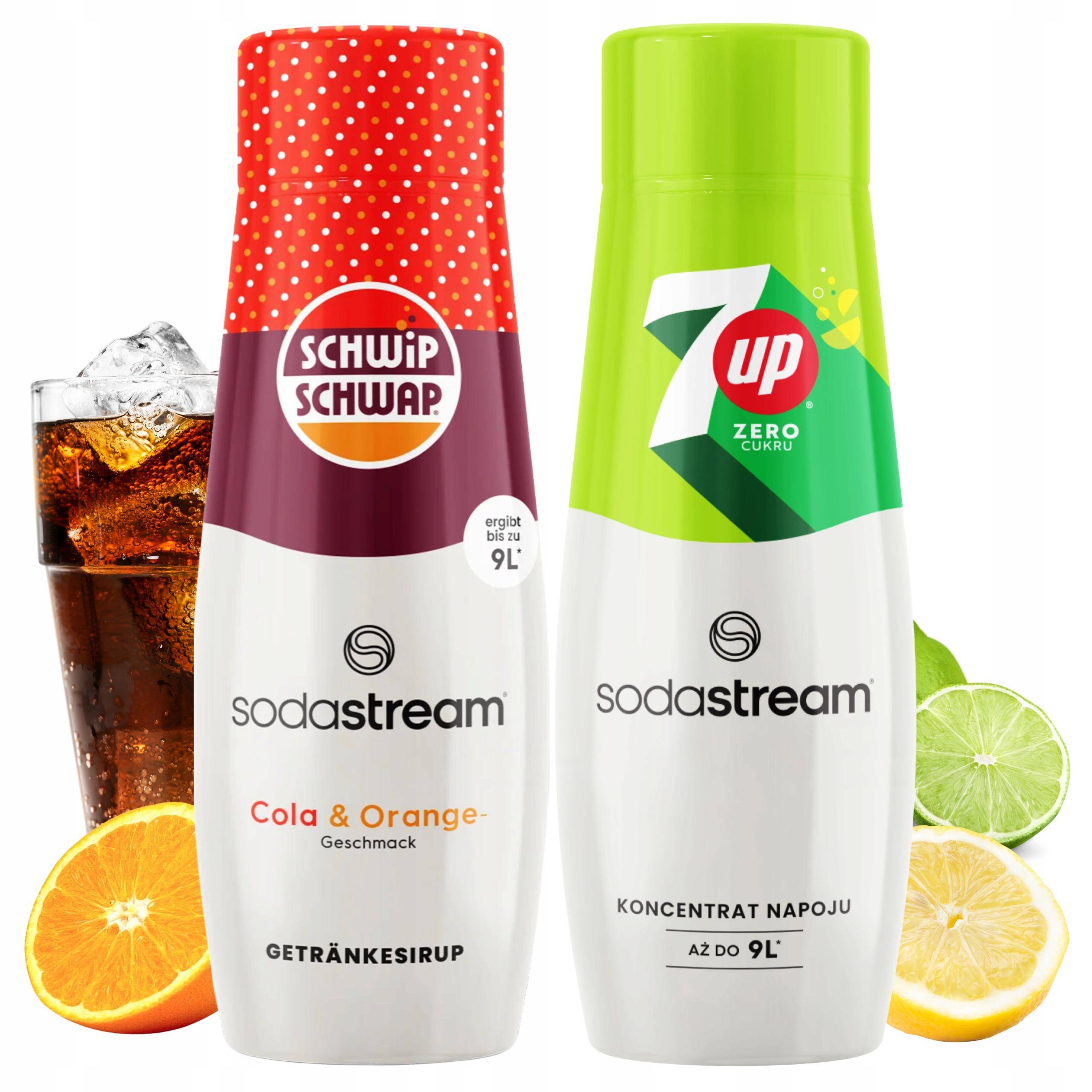 Set of 2 Sodastream Shwip Shwap Cola Orange Syrup + 7UP Free Sugar Free