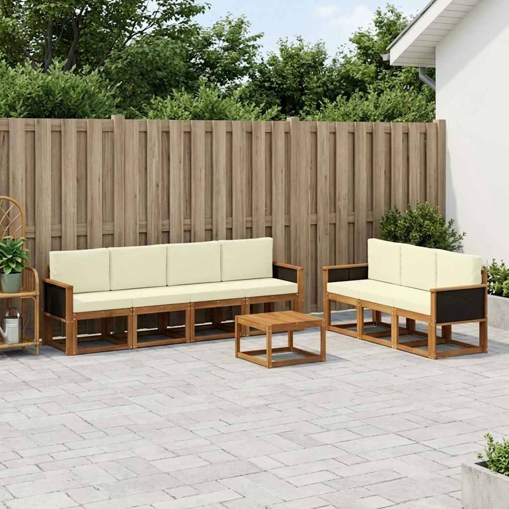 vidaXL Utomhussoffset med kudde 7 pcs Naturlig och Grädde