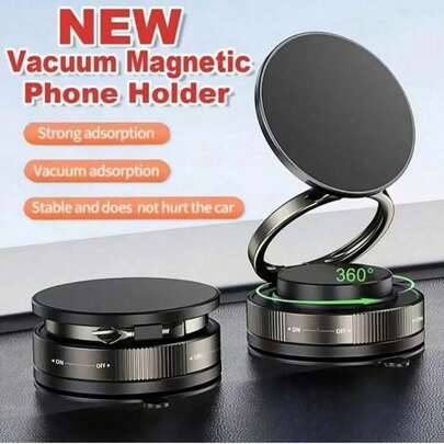 360° nano-gelmagnetisk bilhållare med superstark sugkraft, kompatibel med MagSafe, hopfällbar och utdragbar hållare för bil/instrumentbräda/gym/spegel - Svart (flerfärgad)
