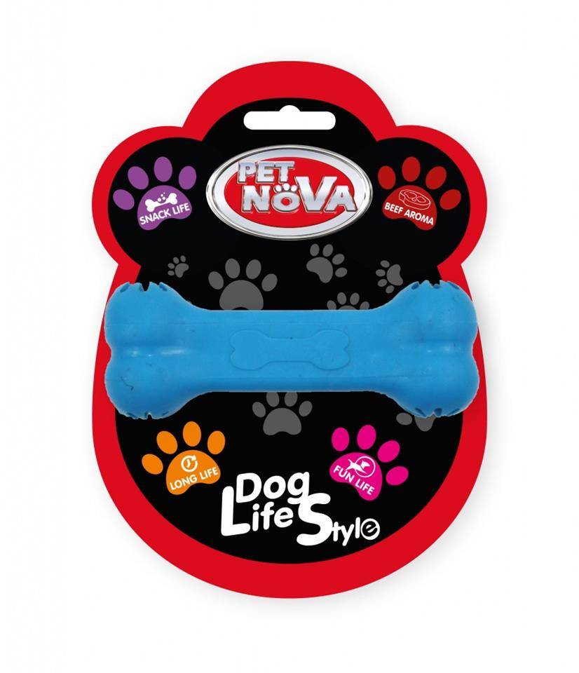 PET NOVA DOG LIFE STYLE tuggleksak för hundar nötköttssmak 11cm blå