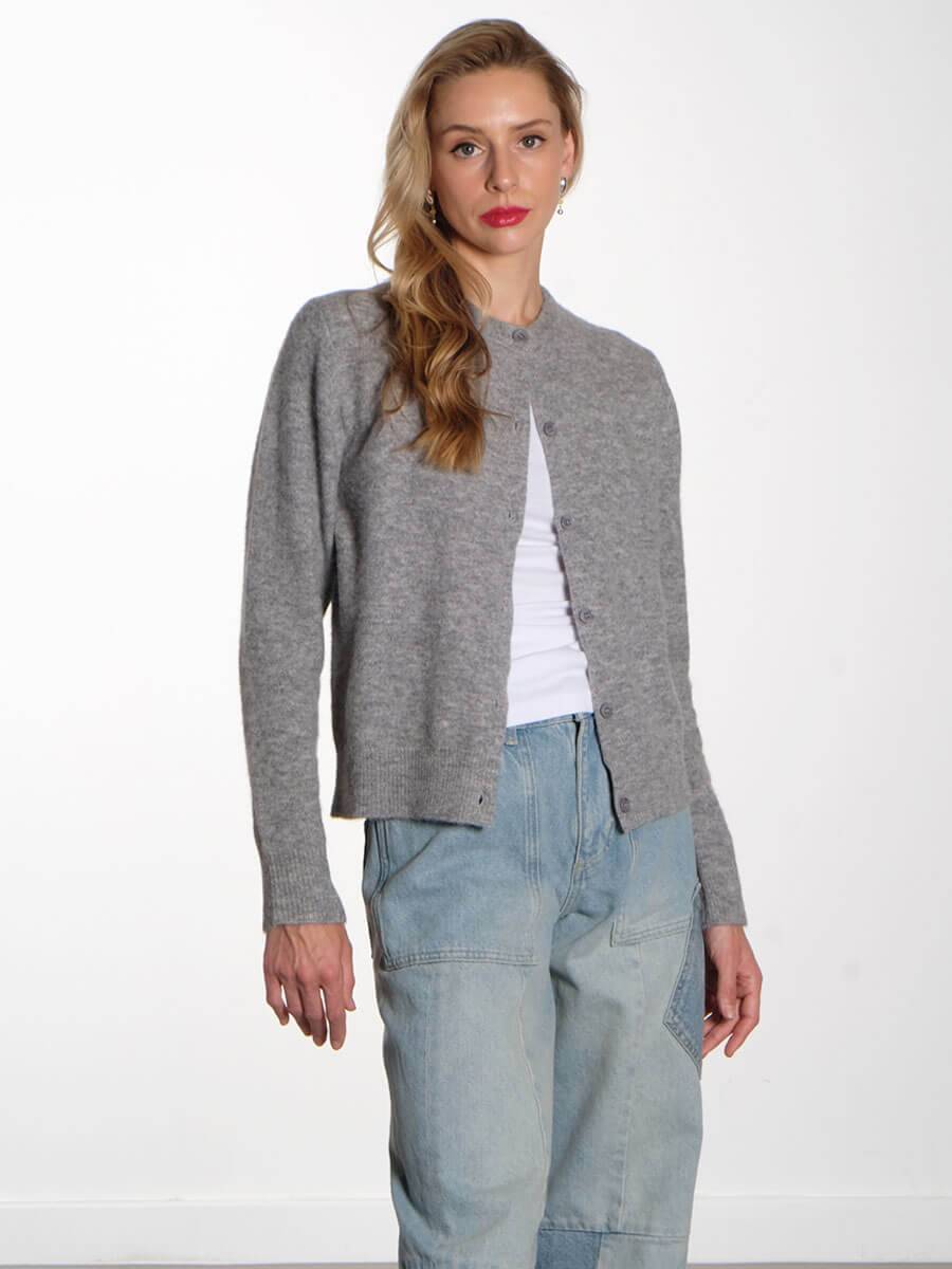 Nor Short Cardigan - Grey Melange - L