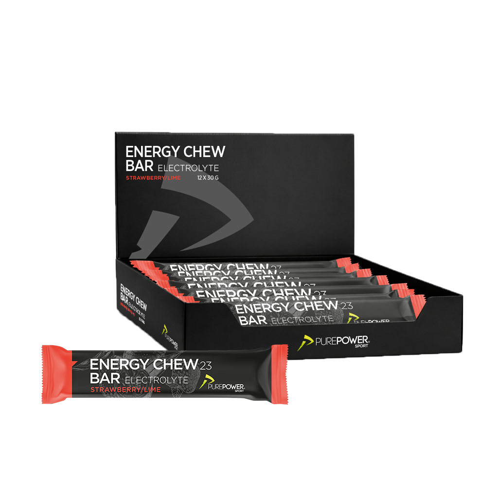 PurePower Energy Chew Bar Elektrolyt Jordbær/Lime 12 x 30 g - Chews