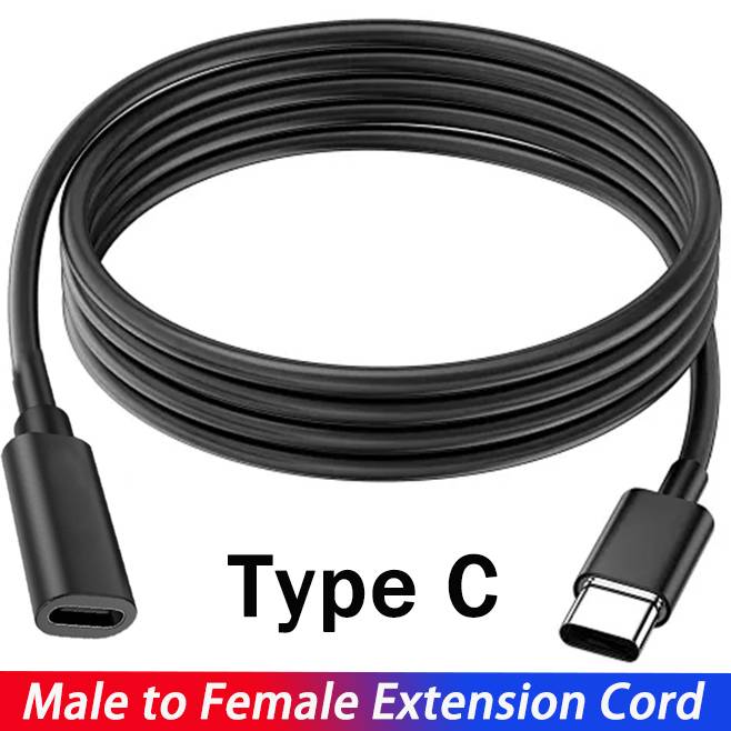 USB C Extension Cable Fast Charging Data Cables Type-C Male To Female Extender Cord Charger Wire Connector For Laptop Tablets