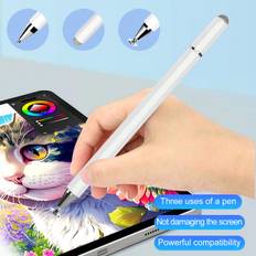 1pc White Magnetic Three-In-One Capacitive Pen Compatible With Apple Android Tablets And Mobile Phones Universal Touch Screen Stylus Pen