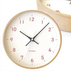 KATOMOKU plywood clock 22 Orange Wall Clock Continuous Second Hand km-121OR 252mm (Radio Clock)