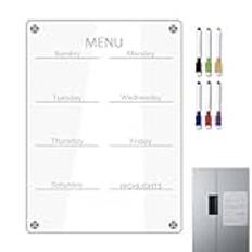 Klar planeringswhiteboard, återanvändbar magnetisk transparent planering torr radering skrivbord för kylskåp, multifunktionell akrylplanering whiteboard för måltider, att göra-listor, inköpslistor