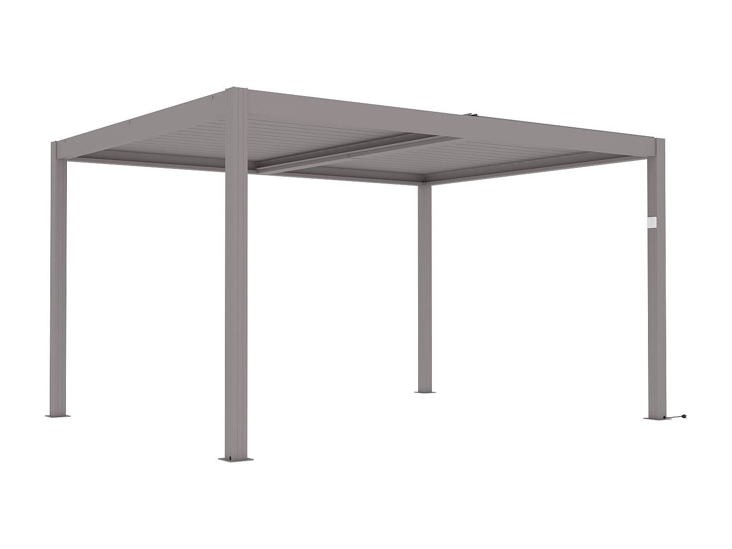 Bioklimatpergola fristående elektrisk stolpebyggd med vridna lameller i aluminium, 12 m² i mörkbeige - AMADORA