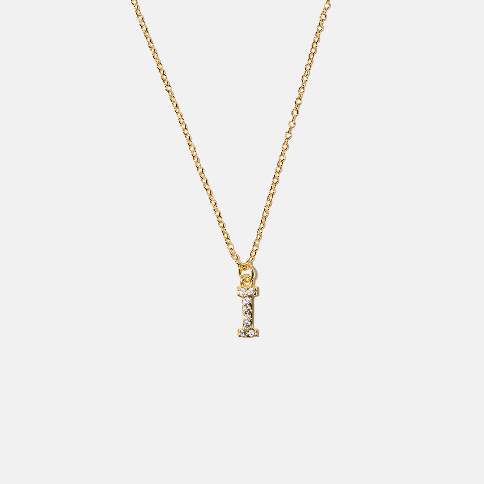 Guldpläterat halsband bokstav I - 42+3 cm