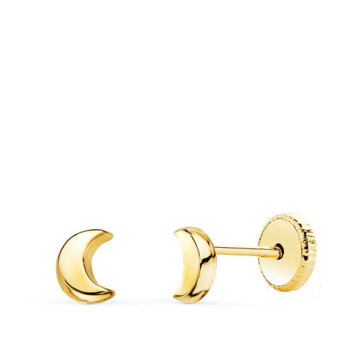 Pendientes bebe Oro 18k luna lisa