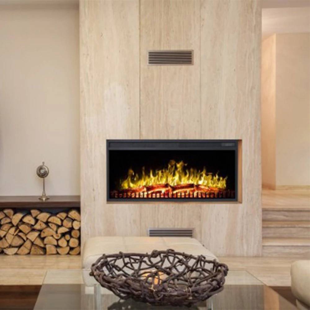 LED Classic indbygget elektrisk pejs 129 cm – Justerbare flammer &amp; moderne vægdesign