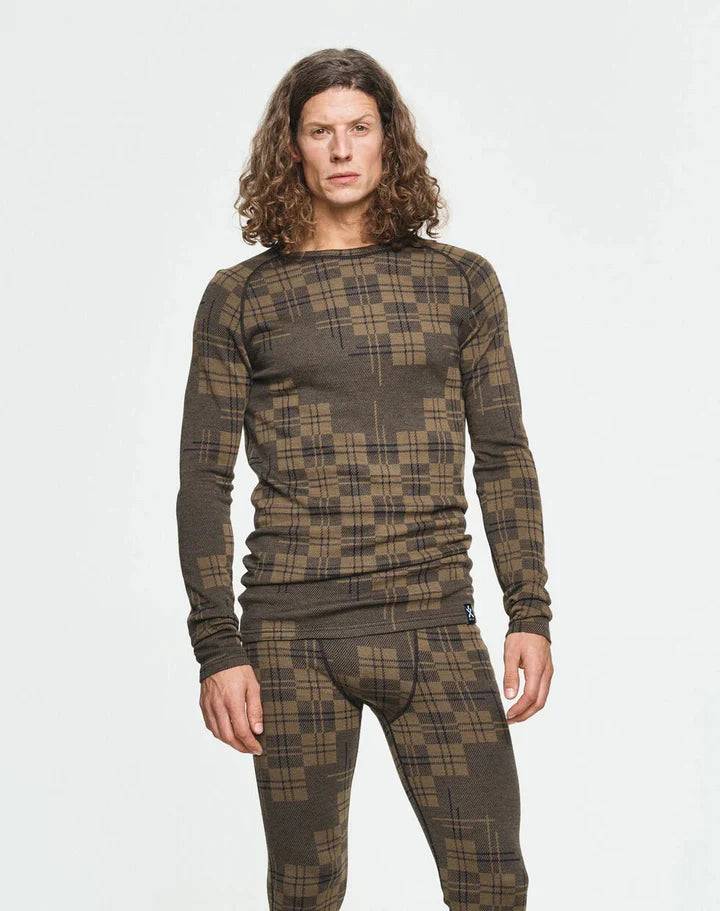 Bula Check Merino Wool Crew Skiundertøj Sæt Herre - Moss - S