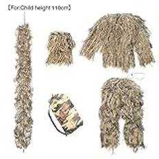 Guangcailun Jakt Kläder Set Produkter Tillbehör Jungle Suit Ghillie Suits Tonåringar, Sand färg, 110 cm