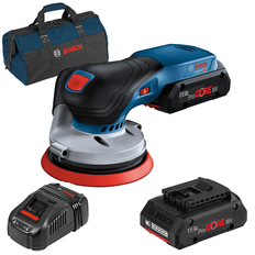 BOSCH GEX 18V-125 Batteridrevet excentersliber, Ø125, brushless +2x batterier ProCORE, 18V, 4Ah + Oplader + Tekstil pose