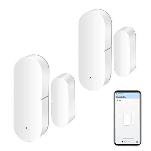 WiFi-dörrsensor: Smart dörr öppna/stängda detektorer, trådlös fönstersensor med appaviseringsvarning, kontaktsensor för hemsäkerhet, kompatibel med Alexa Google Assistant (2-pack)