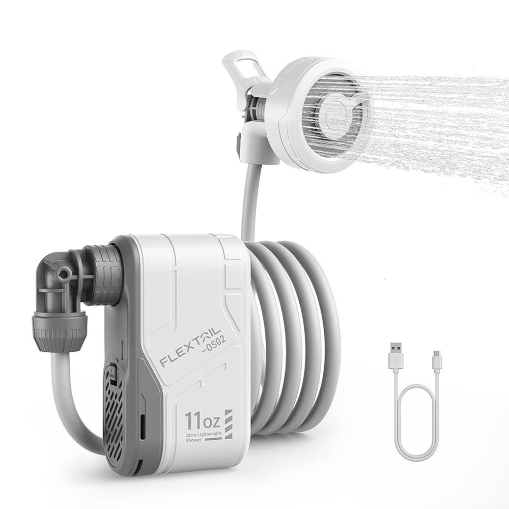 FLEXTAIL Outdoor Camping Shower Portable Without Box Electric Shower Pump IPX7 Waterproof for Outdoor Shower, Car Wash, Dishwash