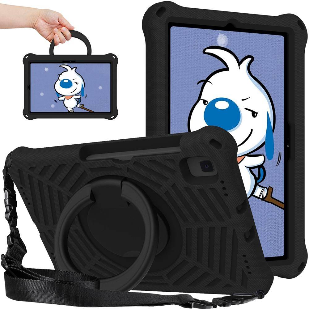 Samsung Galaxy Tab S6 Lite 10,4 tum 2020 2022 2024 SM-P615 SM-P619 SM-P625 Fodral EVA Barnsäkert Dragring Stötsäkert Axelrem Ställ Surfplatta Skydd gr