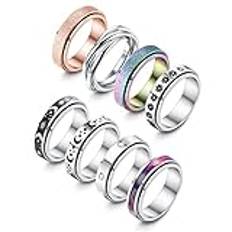 Adramata 8 st fidget ringar för kvinnor män rostfritt stål ringar för anti-stress fidget spinner band ringar set fidget ångest ring spinning ångest ringar för anti-stress