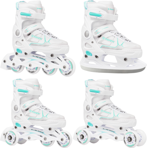 Raven 4in1 Spirit Hockey Inlines Vit/mint - 33-36