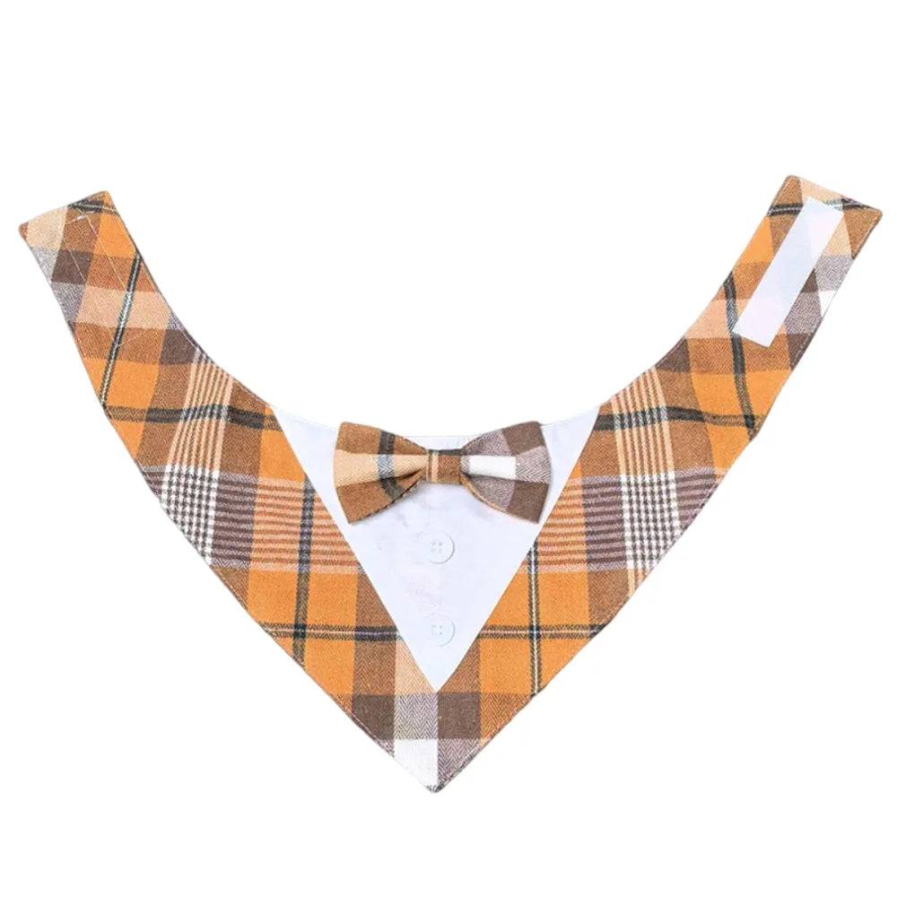 Dog Bow Tie & Bandana Set - Orange Plaid / XL-suit 23-35kg / SPC (XL-suit 23-35kg)