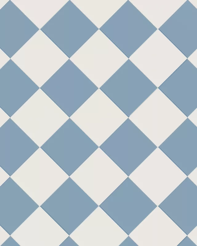 Klinker - Schackrutigt 15 x 15 cm ljusblå/vit