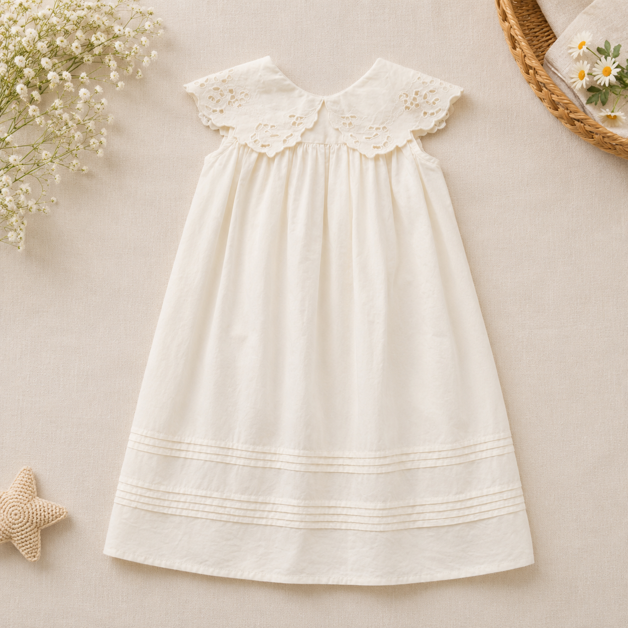 Lace Stitching Dress – Elegans & komfort – Spets & sömmar Berlock i form av ett snöblommablomblad / 120 (5–6 år) | Pedagogiska Träleksaker