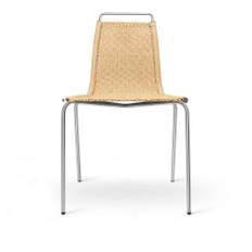 Carl Hansen - PK1 stol Rustfrit stål Naturpapirsnor 2,5 mm Hård glide - Spisebordsstole - Poul Kjærholm - Sølv - Metal