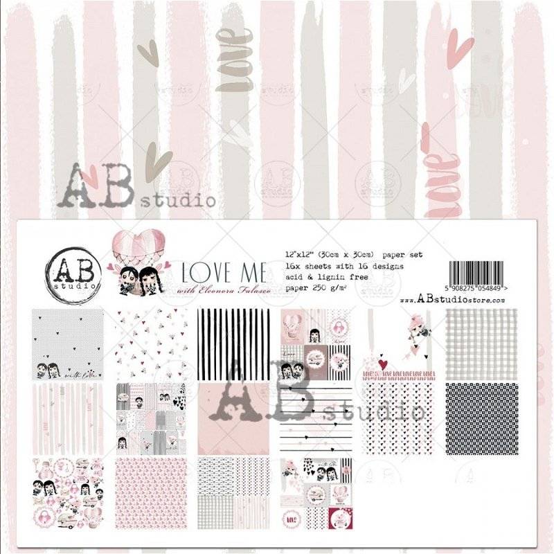 AB studio - Love me - scrapbooking paper 12x12 16pc