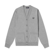 Fred Perry, Strik, Herre, Grå, XL, Bomuld, Merino Cotton Classic Cardigan