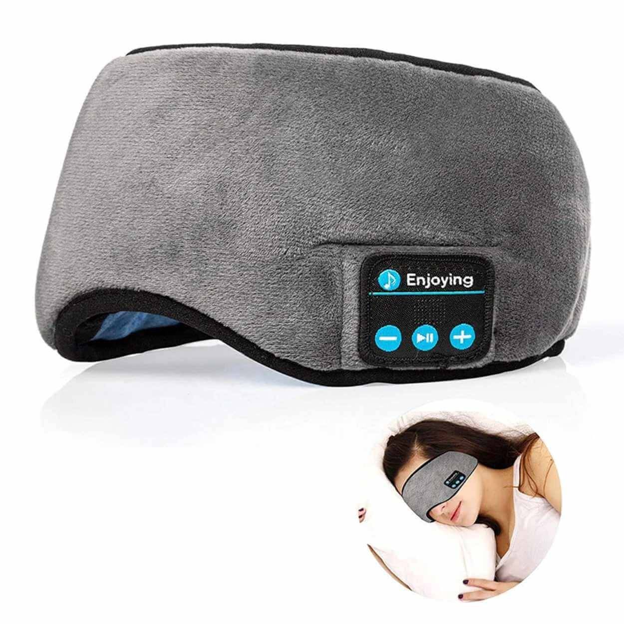 Mjuka Sovhörlurar - Sovmask med Bluetooth Hörlurar Grå
