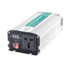 500W/600W Power Inverter, 12V/24V/48V DC till AC Pure Sine Wave Inverter med LED Display AC-uttag och USB-port, för RV Truck Travel Home Solar