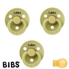BIBS Colour Sutter med navn str2, 3 Meadow, Runde latex, Pakke med 3 sutter