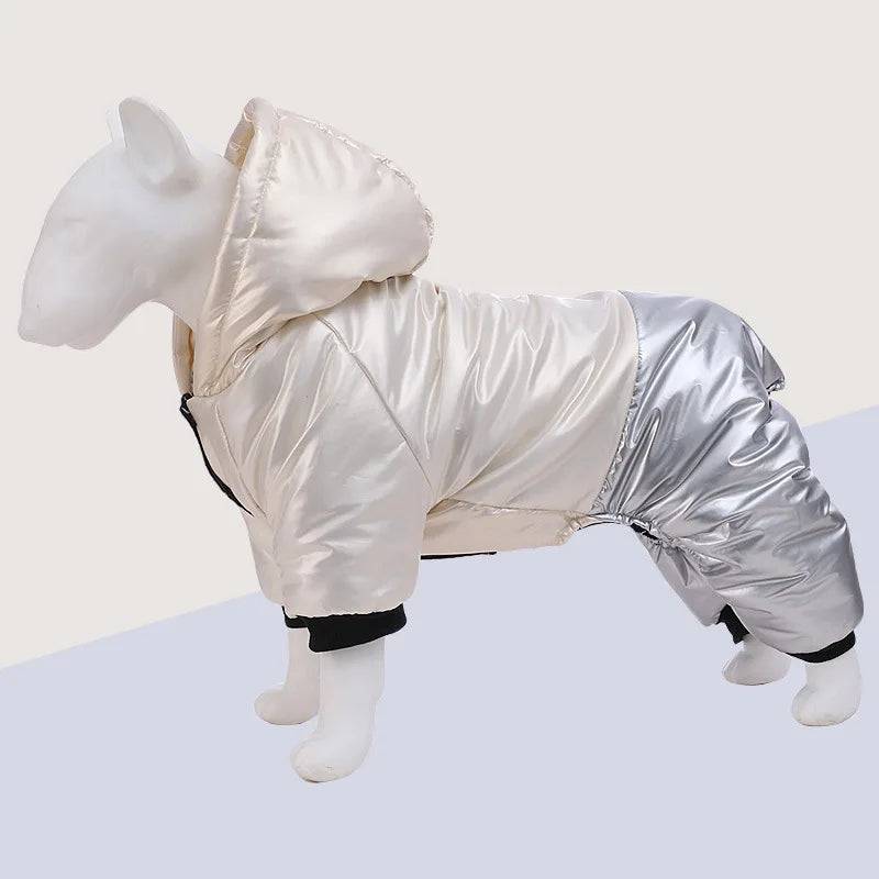 Waterproof Winter Down Hoodie Jacket for Small Dogs - Silver / L (L)