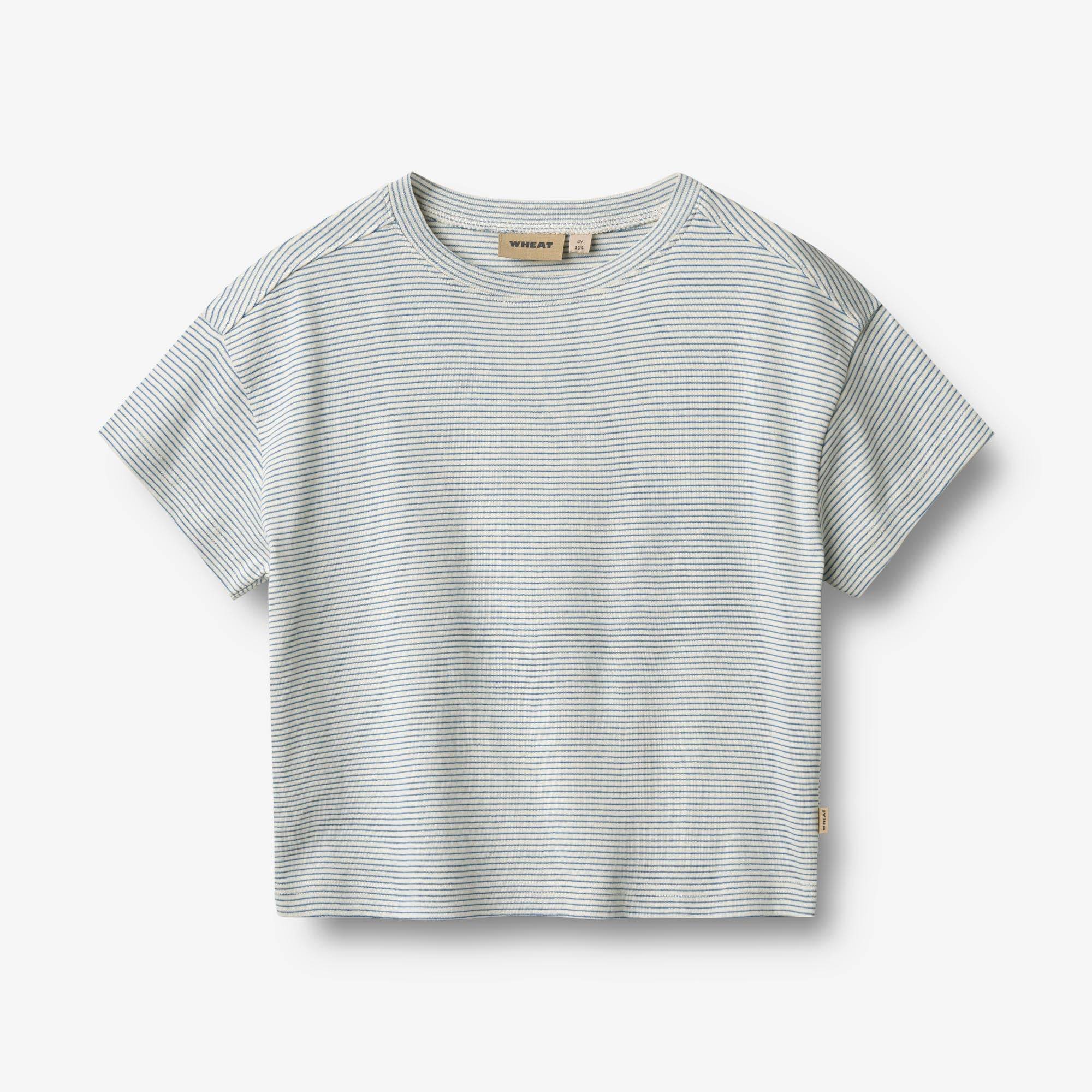 WHEAT® - Kortærmet T-shirt Tommy - blue stripe - Str 116.