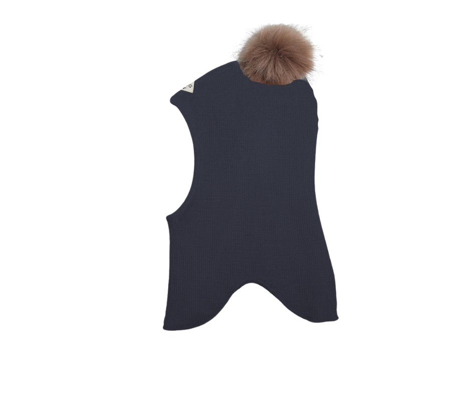 Racing Kids Uld Rund Elefanthue Navy med kvast.