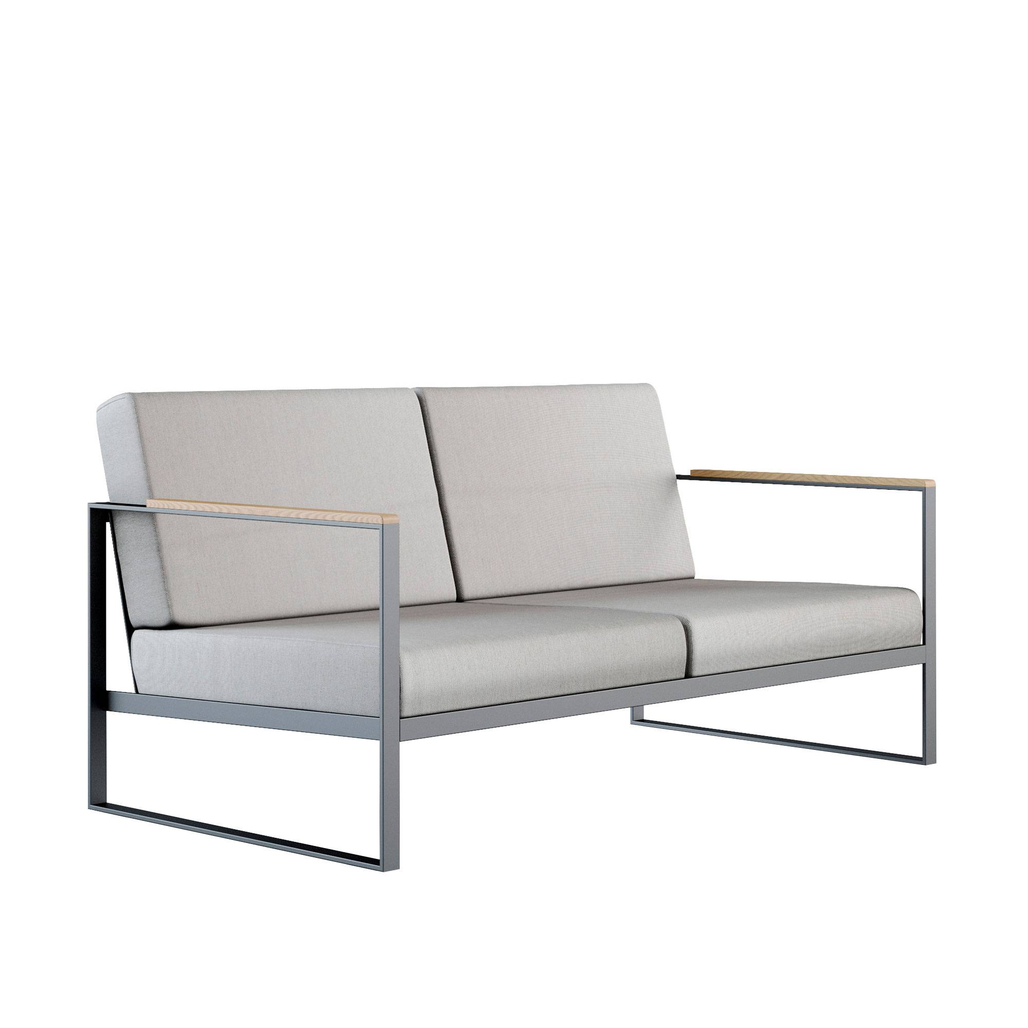 Röshults - Garden Easy Sofa 2 Frame, Anthracite, Nature Grey, Sunbrella Fabric - Soffor utomhus - Broberg & Ridderstråle