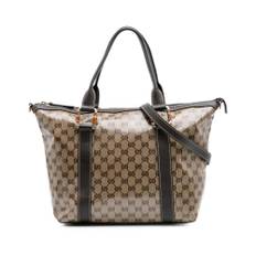 Gucci Vintage, Pre-owned, Dame, Brun, ONE SIZE, Bambus, Brugt Bambus Bar Monogram Tote