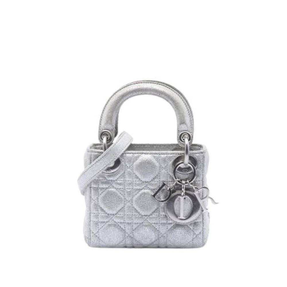 Dior Vintage Pre-owned Lady Dior Mini Taske - Vintage - Dame - Grå - ONE SIZE - Uld